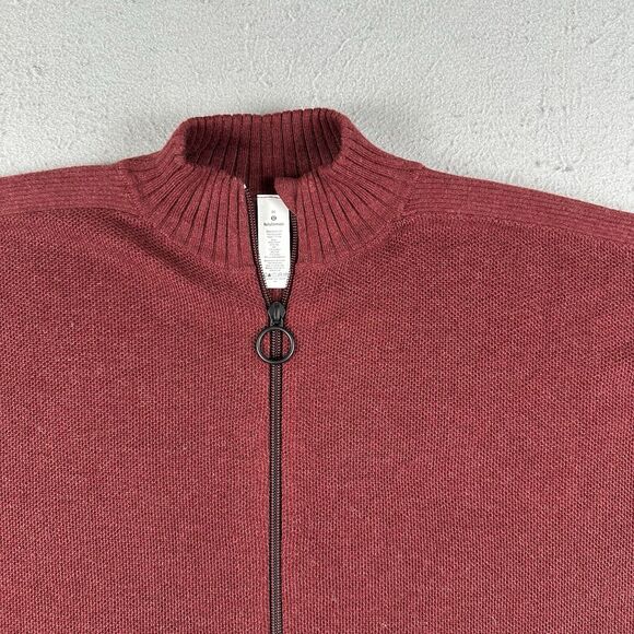 Lululemon Call Me Cozy Wrap Women’s OS Red Cotton Yak Blend Full‎ Zip Sweater - Picture 4 of 16